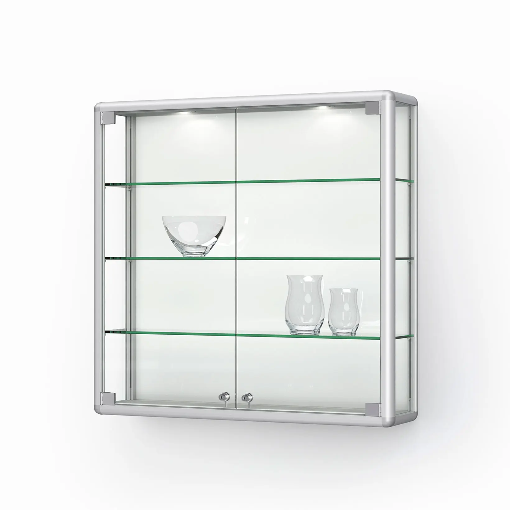 Wandvitrine aus Glas & Aluminium